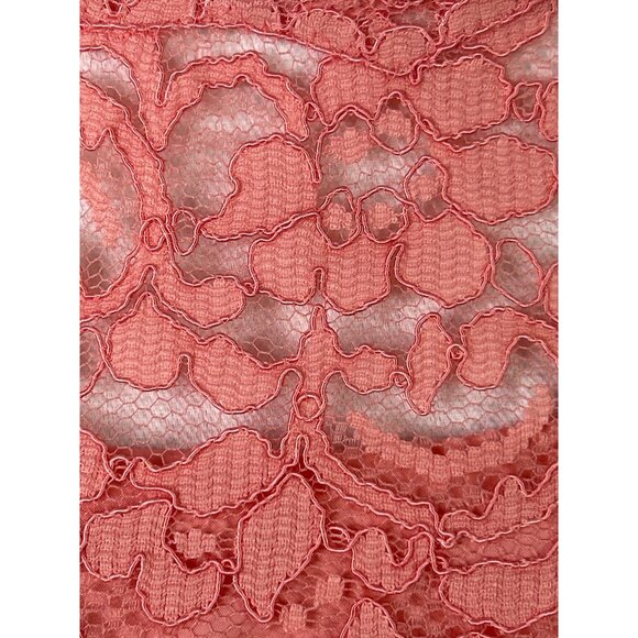 David’s Bridal Coral Pink Lace Chiffon Sleeveless Fit & Flare Dress Women’s Sz 2 - Picture 4 of 10
